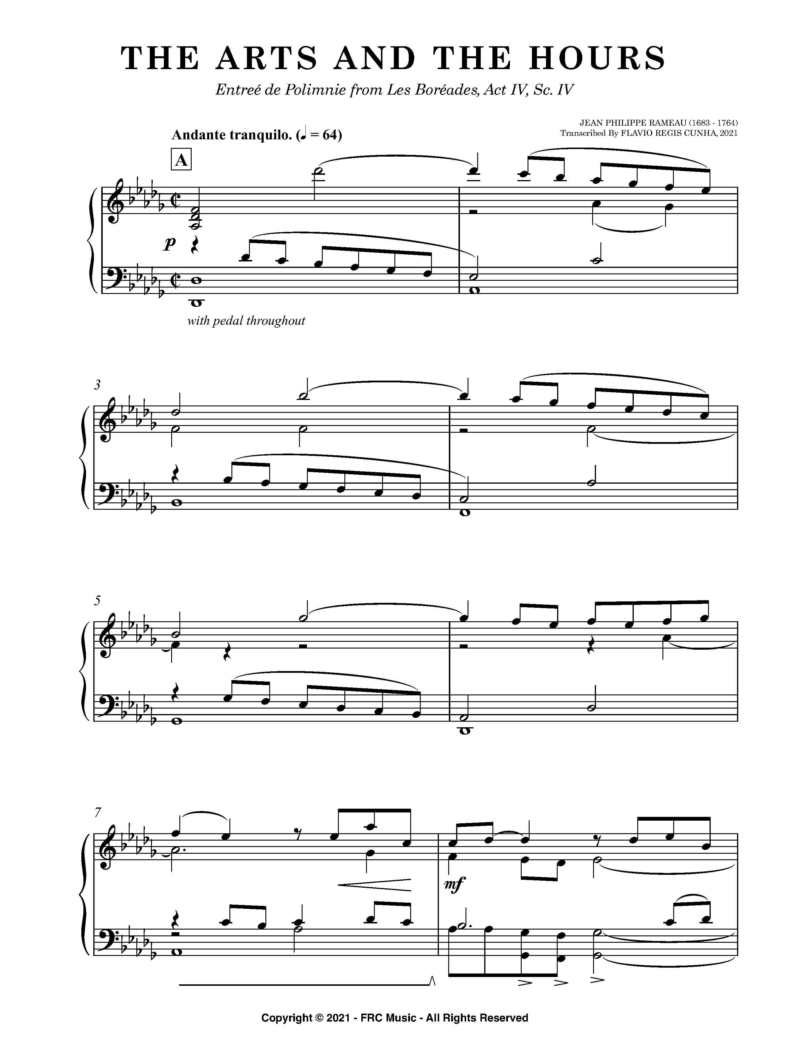 Rameau – Les Boréades: “The Arts and the Hours” (Víkingur Ólafsson Version) | Piano Solo Sheet Music in Db Major (Intermediate)